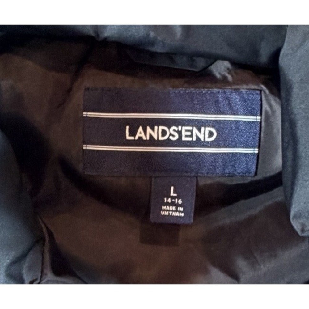 Lands‎ End Vest Women's Sz L Black Puffer Down Slash Pockets Gorpcore - Picture 3 of 9